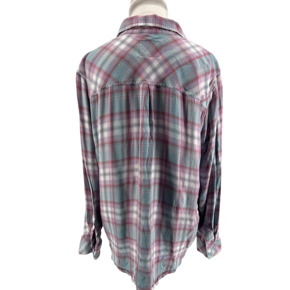 Rails Women's Teal Lavender Rose Hunter Long Sleeve Flannel Shirt Size XL - Picture 3 of 6